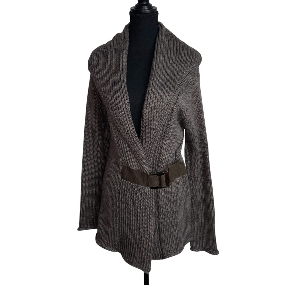 Soft Surroundings Belted Cardigan Taupe Sweater Medium